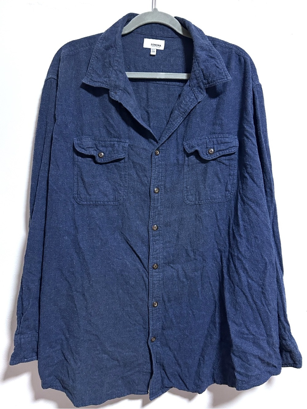 Sonoma Men’s Size 2XB Button Down Flannel Shirt Blue